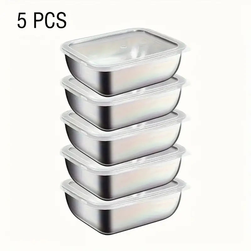 Meal Prep Ideas - 5-Piece Stainless Steel Food Storage Containers,