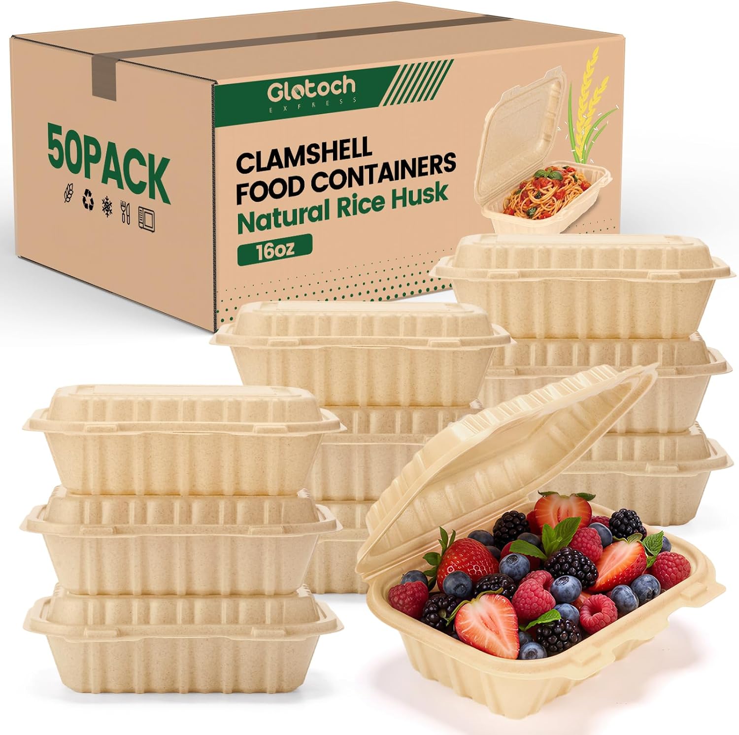 Meal Prep Ideas - 50 Pack 16oz Clamshell Take Out