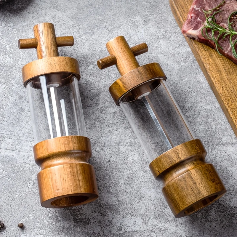 Acacia Wood Manual Black Peppe - Herb Keeper Bottle 评论和价格